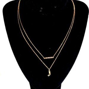 Elegant Gold-Tone Layered Initial Necklace, Stylish Personalized Women's Jewelry